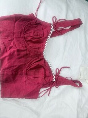 Tilly's Burgundy Crochet-Trim Crop Top